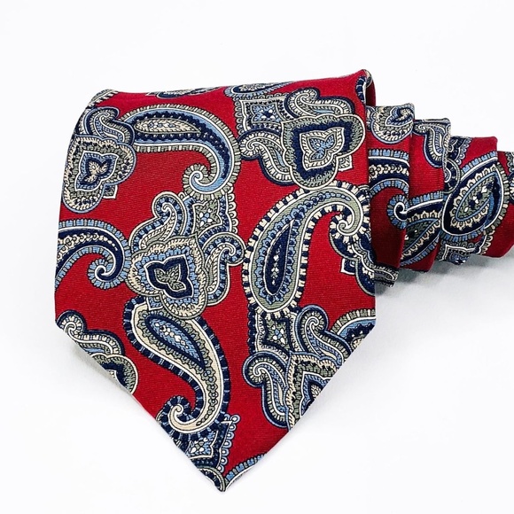 Stafford Other - Stafford Tie 100% Silk Red Paisley Pattern